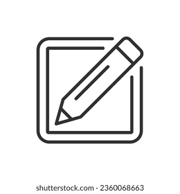 Writing a note, linear icon. Pencil and writing box. Line with editable stroke