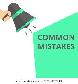 Writing note showing Common Mistakes Motivational Call. Vector illustration
