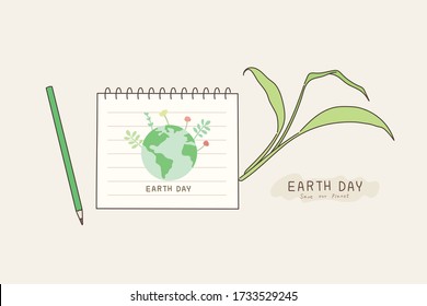 Writing note showing Earth Day. Hand drawn style vector design illustrations.