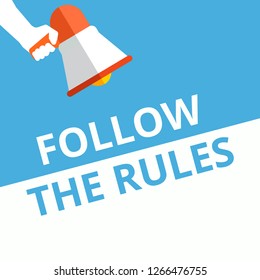 Writing note showing Follow The Rules. Vector illustration