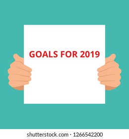 Writing note showing Goals For 2019. Vector illustration