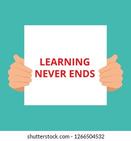 Writing note showing Learning Never Ends. Vector illustration