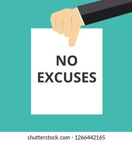 Writing note showing No Excuses. Vector illustration