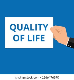 Writing note showing Quality Of Life. Vector illustration