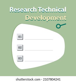 Writing note showing Research Technical Development. Some example or factor about Research Technical Development. Note card, notice, short note paper.  

