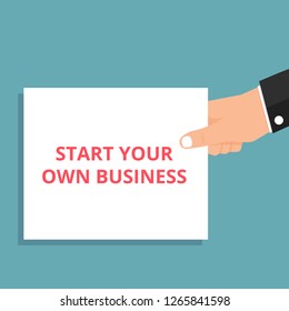 Writing note showing Start Your Own Business. Vector illustration