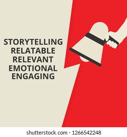 Writing note showing Storytelling Relatable Relevant Emotional Engaging. Vector illustration