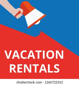 Writing note showing Vacation Rentals. Vector illustration