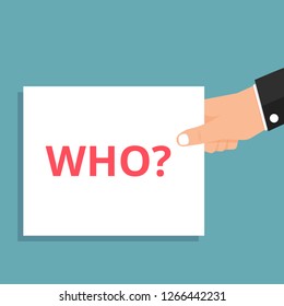 Writing note showing Who Question. Vector illustration