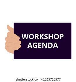 Writing note showing Workshop Agenda. Vector illustration