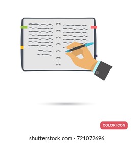 Writing in notebook color flat icon