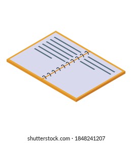 Writing notebook icon. Isometric of writing notebook vector icon for web design isolated on white background