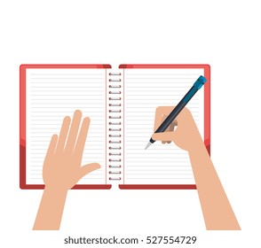 writing in notebook school isolated icon