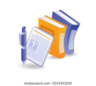 Writing notes on reading books flat illustration