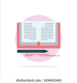 Writing, Novel, Book, Story Abstract Circle Background Flat color Icon