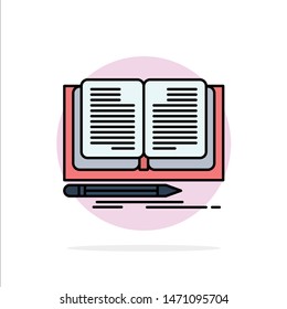 Writing, Novel, Book, Story Abstract Circle Background Flat color Icon. Vector Icon Template background