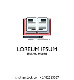 Writing, Novel, Book, Story Business Logo Template. Flat Color