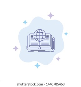 Writing, Novel, Book, Story, Theory Blue Icon on Abstract Cloud Background