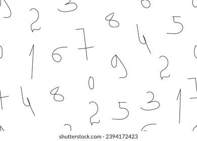 Writing numbers. Black outlines. Studying math.  Count. Learning. Business. Simple seamless vector pattern.