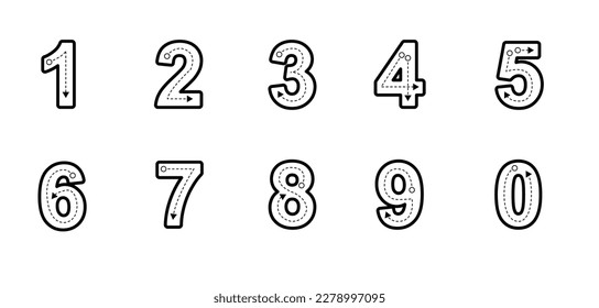 Writing numbers.  Practice writing numbers. How To write number.
