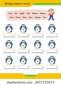 Writing numbers in words worksheet helps you learn how to spell numbers and understand their names better. Doing these worksheets makes learning numbers fun and helps you become better at writing them