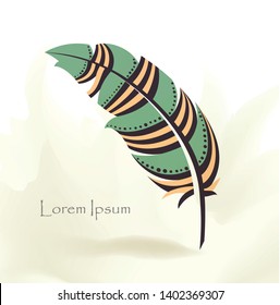 writing old feather with flying birds paper
