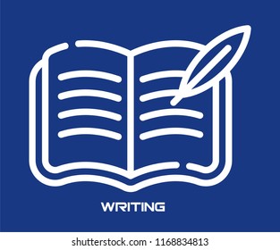 WRITING ON BOOK SYMBOL VECTOR ICON