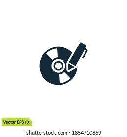 writing on disc icon symbol logo template