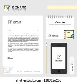 Writing on notes Business Letterhead, Calendar 2019 and Mobile app design vector template