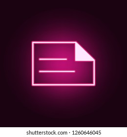 writing on paper icon. Elements of web in neon style icons. Simple icon for websites, web design, mobile app, info graphics