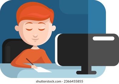 Writing on paper, illustration, vector on a white background.