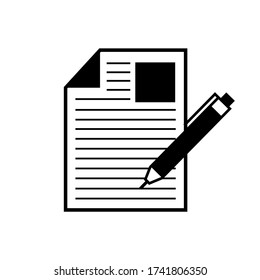 writing on paper with pen glyph icon