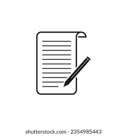 Schreiben auf Papier Symbol. Schriftsteller- oder Journalistensymbol. Symbol für Inhaltsbuchstaben Symbol für das Schöpfungsbuch. Vektorgrafik. EPS10.