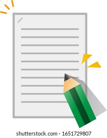 Escribir en los documentos grapados con un lápiz.Isolación ilustración vectorial.