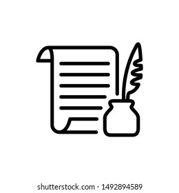 Writing outline icon in black color