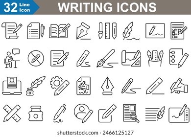 Writing outline Icons set vector illustrator.