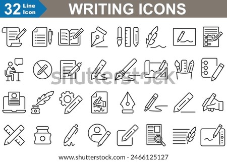 Writing outline Icons set vector illustrator.