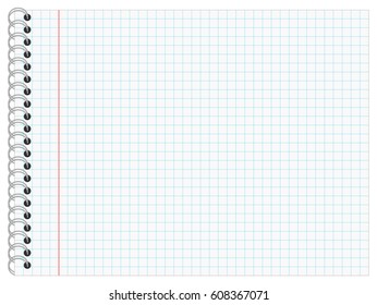 Writing Pad with checkered Lines and Ring Bond, Landscape Format