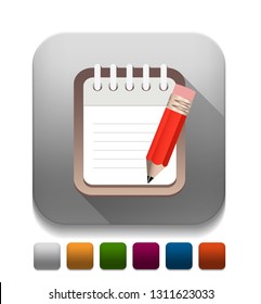 writing pad With long shadow over app button