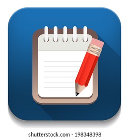 writing pad With long shadow over app button