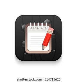 writing pad With long shadow over app button