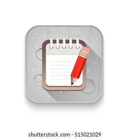 writing pad With long shadow over app button