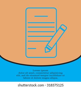 Writing pad and pen line icon