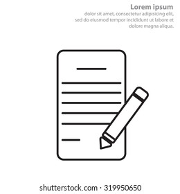 Writing pad and pen line icon