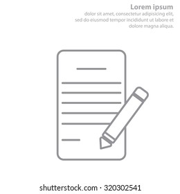 Writing pad and pen line icon