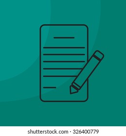 Writing pad and pen line icon