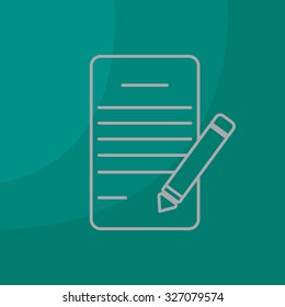 Writing pad and pen line icon