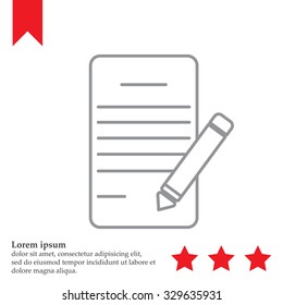 Writing pad and pen line icon