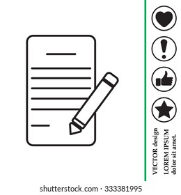 Writing pad and pen line icon