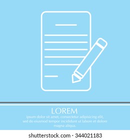 Writing pad and pen line icon